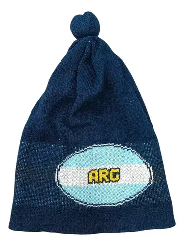 Gorro Abrigado Con Pompom Argentina Invierno Unisex Premium Azul M Arg