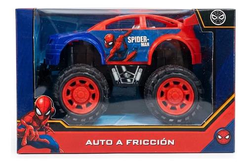 Auto Camioneta A Friccion Marvel Spiderman Hombre Araña Caja Spiderman Azul Y Rojo 2