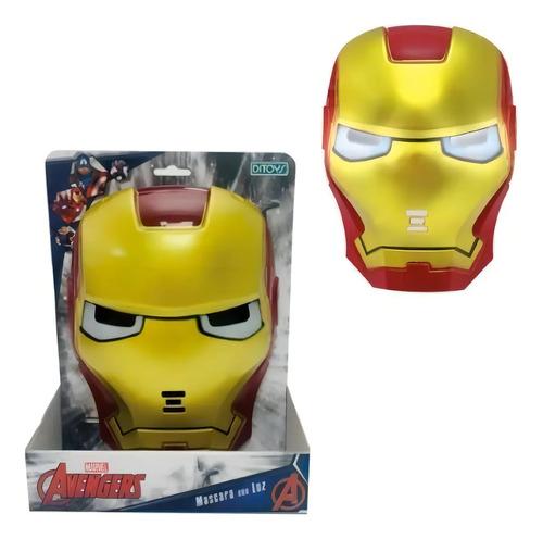 Mascara Iron Man Con Luz Avengers Infantil Ditoys Marvel Color Rojo - Amarillo 4