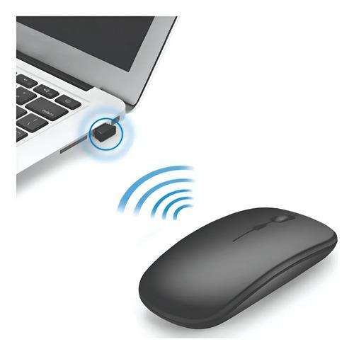 Mouse Inalámbrico Recargable Usb + Bluetooth 1200 Dpi 10 M Negro 2