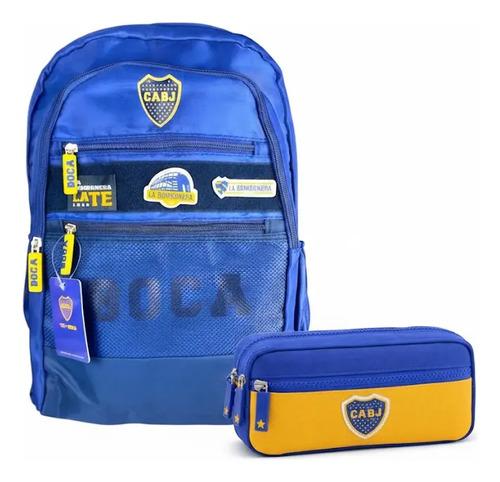 Combo Set Mochila Reforzada + Cartuchera Escolar Boca Junior 10