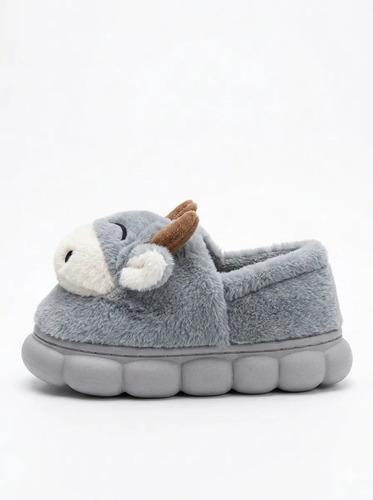 Pantuflas Infantiles Peluche Abrigadas Varios Modelos Unisex Vaquita Gris Con Corderito 32-33 3