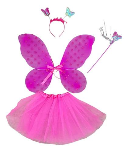 Disfraz De Ada Con Tutu, Varita Y Bincha Rosa Chicle Unico