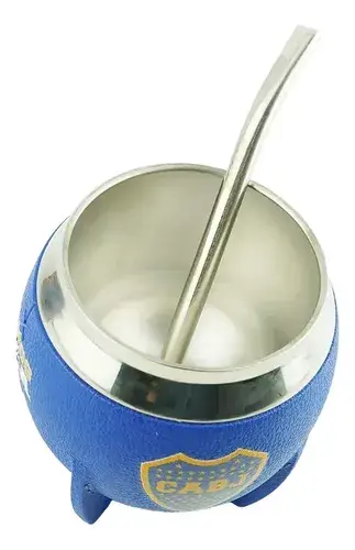 Mate Boca Juniors Con Bombilla Acero Inoxidable Licencia Ofi Azul Boca 3