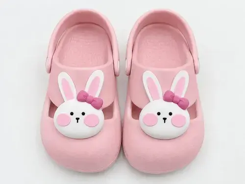 Sandalia De Verano Varios Colores Con Conejito Rosa Sandalias De Goma Rosa De Verano Para Niños Con Conejito 24-25