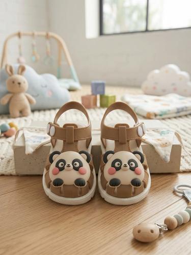 Sandalias Bebe Nene Nena Livianas De Verano Antideslizante Panda Marron 18 Goma