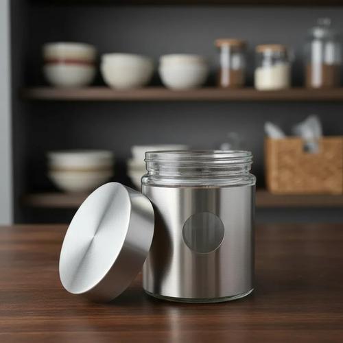 Frasco Acero Inoxidable Con Ventana Tapa Hermética 900ml Plateado 4