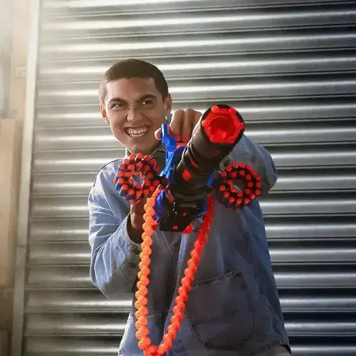 Pistola Ametralladora Lanza Dardos X-shot Motorized Gigante Azul 6