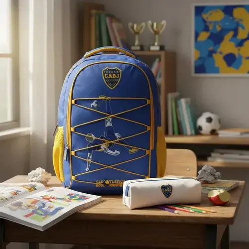 Combo Mochila + Cartuchera Boca Juniors Jugador Escolar Lic 2