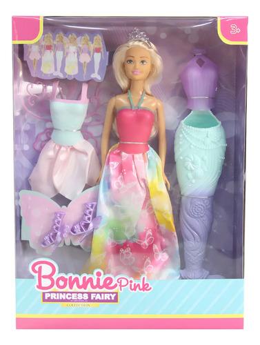 Muñeca Bonnie Pink 3en1 Hada Sirena Princesa 30cm