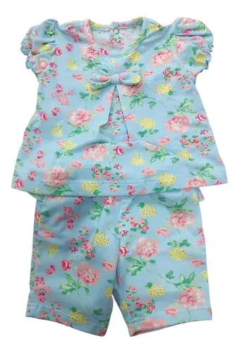 Conjunto Bebe Beba Remera + Calza Estampado Voladito Y Moño 6