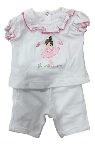 Conjunto Bebe Beba Remerita Bordado Bailarina Babucha 5