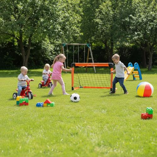 Arco De Futbol Con Red Plegable + Pelota + Inflador 45x60 Cm Naranja 4