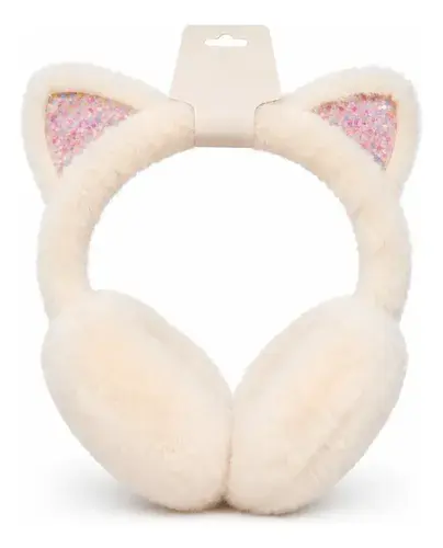 Orejeras Peludas Abrigadas Plegables Piel Invierno Abrigo Beige Con Estrellas Peludo 3