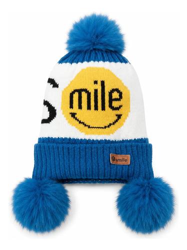 Gorro Infantil De Invierno Abrigado Con Pompon Getrich Azul Unico Smile