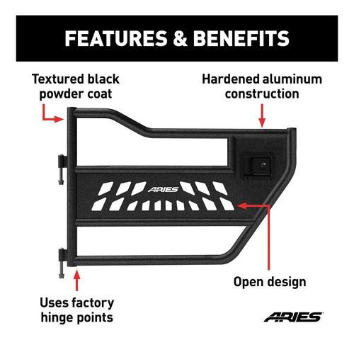 Puertas Traseras Jeep Wrangler Jk Aries 25009 Tubo Aluminio Trasera Izquierda Y Derecha Negro 10