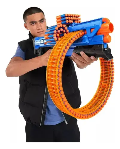 Ametralladora Arma Lanza Dardos Gigante 72 Dardos X-shot Mad Azul 8