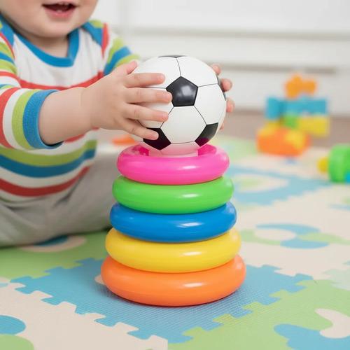 Aros Apilables Eje Con Pelota Bebe Juego Didactico Infantil Multicolor 5