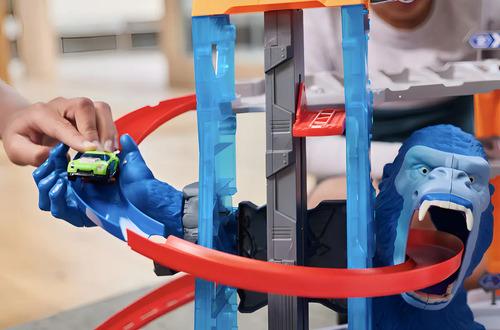 Pista De Ataque Gorila Gigante Metal Machine Con Lanzador Y Ascensor Para Niños Azul 9