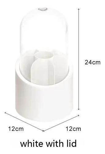 Organizador De Brochas Giratorio Maquillaje Pinceles Capsula Blanco 8