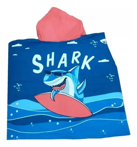 Poncho Toallon Microfibra Infantil Estampado Seca Rapido 14