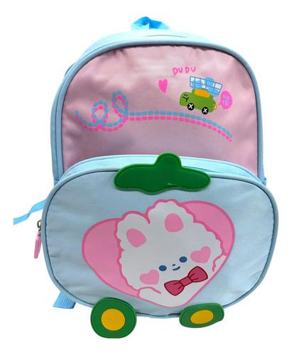 Mochila Jardín Infantil Nena Gatito Kawa Doble Compartimento 6