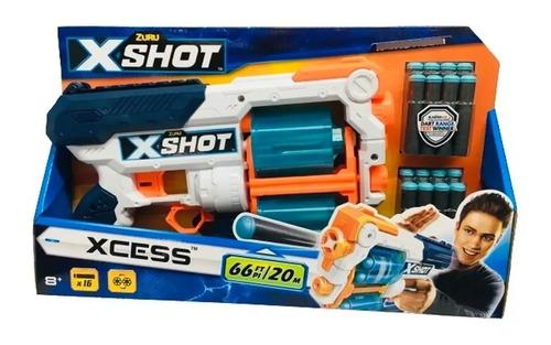 Pistola Juguete Doble Tambor Xcess Lanza Dardos 24mts X Shot Roja 8
