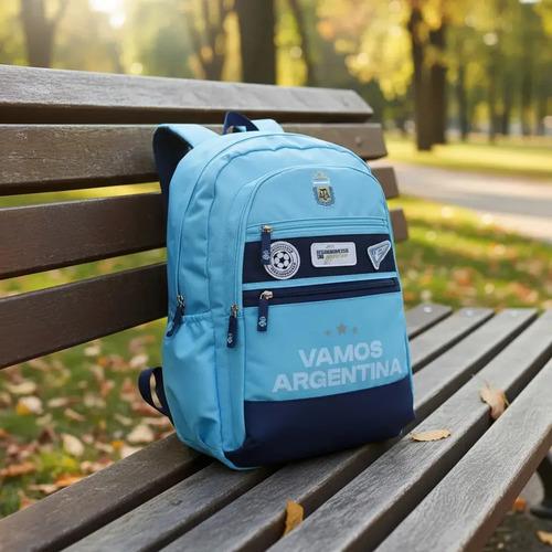 Mochila Afa Argentina Escolar Reforzada Velcro Con Parches 11