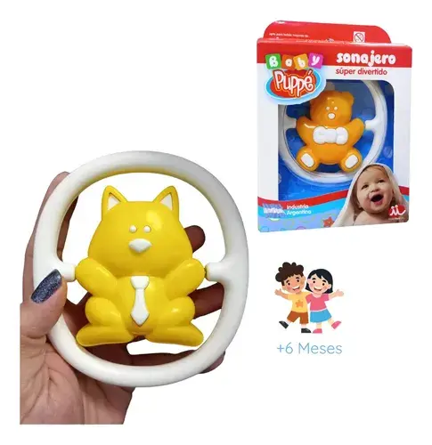 Sonajero De Osito Baby Puppe Para Bebés De 6 Meses Con Sonido Blanco, Naranja 3