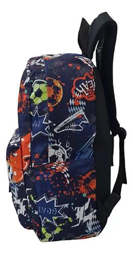 Mochila Escolar Dibujos Futbol Cohete Niños Primaria Grande 15