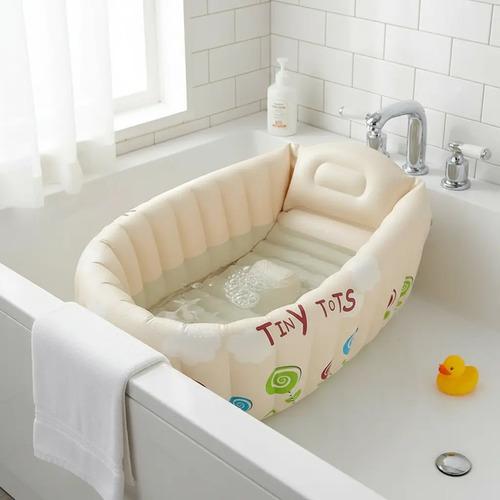 Pileta Para Bebe Bañera Inflable Plegable 2 En 1 Verano Sol Blanco Bañera 2