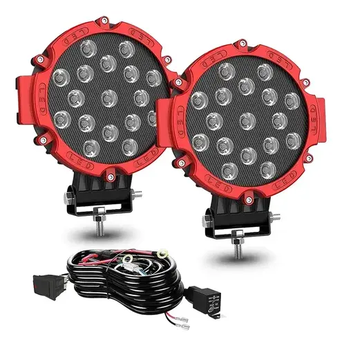 Luces Led 7'' 51w Rojas Off Road Jeep Atv Utv Suv Kit X2