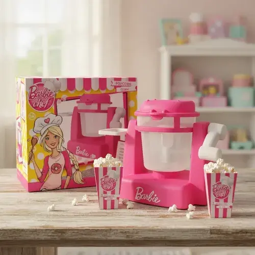 Barbie Chef Pochoclera Popcorn Glam Fabrica Pochocolos Rosa 6