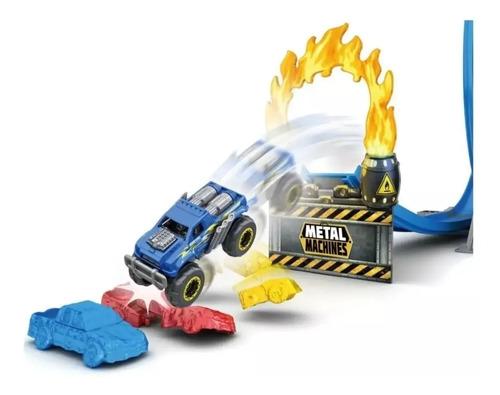 Pista De Autos C/ Lanzador Metal Machines Road + Auto Wheels Azul 6