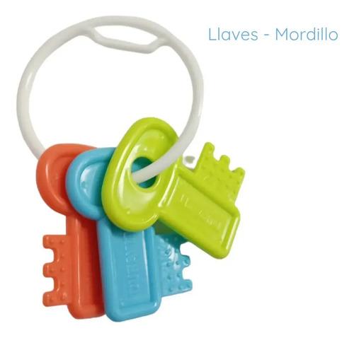 Set Primera Infancia Pelota Con Cascabel + Llaves Mordillo Multicolor Sonajero Y Llaves 4