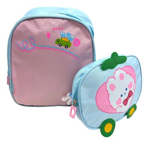 Mochila Jardín Infantil Nena Gatito Kawa Doble Compartimento 7