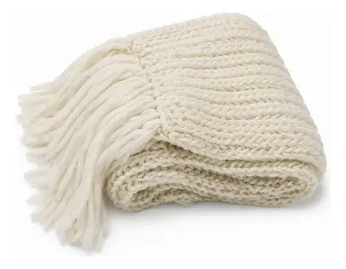 Bufanda Tejida Gruesa Con Flecos Invierno Unisex Zaphir Beige Tejido Unico 3