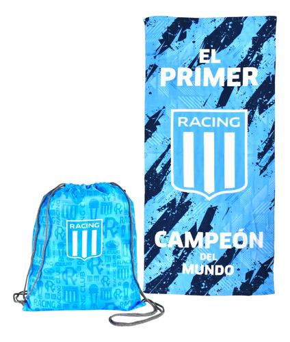 Toallon Playero Microfibra Secado Rapido Racing + Mochila 10