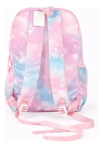 Mochila Escolar Infantil Nena Estampada Nieve Multi Bolsillo Rosa Nieve 2