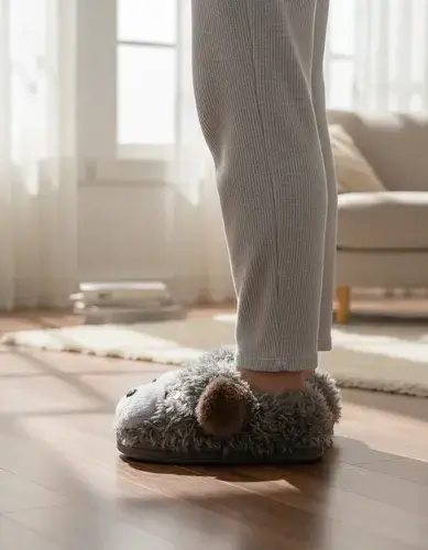 Pantuflas Infantiles Peluche Abrigadas Varios Modelos Unisex Perrito Con Anteojos Gris Con Corderito 34-35 2