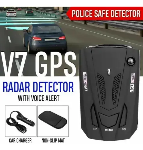 Detector Radar Gps Kf-premium V7 16 Bandas Para Auto Negro 3