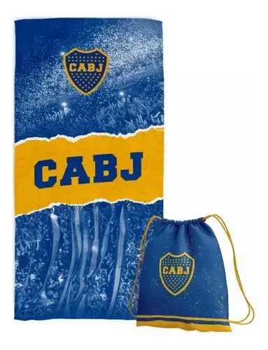 Toallon Playero Microfibra Seca Rapido Boca Junior + Mochila 4