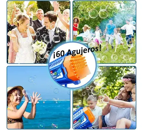 Burbujero Pistola Motorizada 7000 Burbujas X Minuto Bubble Azul 3