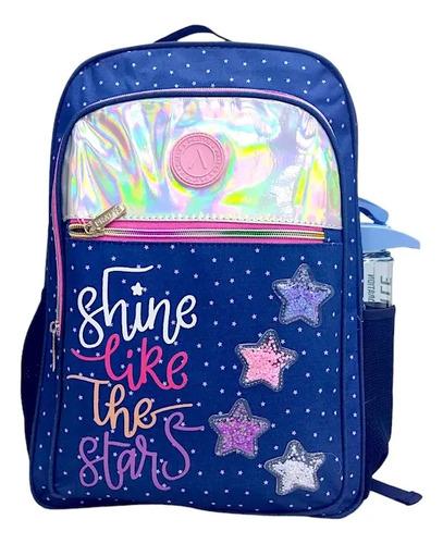 Mochila Escolar Nena Estrellas Brillante Primaria Impermable 8