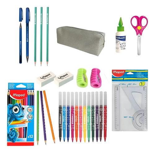 Combo Utiles Escolares + Cartuchera Kit Primaria Completo 11