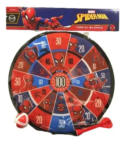 Dardos Y Tablero Spiderman Sebigus Con Punta De Velcro Para Niños 2-4 Años Rojo Spiderman Tiro Al Blanco