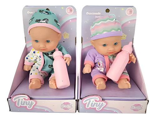 Muñeca Bebe Tiny 20 Cm Con Accesorios Mamadera Juguete 22cm