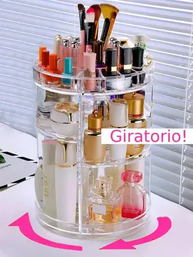 Organizador De Maquillajes Y Cosméticos Acrílico Giratorio Transparente 7
