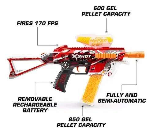 Pistola X Shot Hyper Gel Motorizada Automatic 10mil Bolitas Roja 5