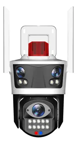 Cámara Seguridad Wifi 6mp Triple Lente Ptz Exterior Ip65 Negro